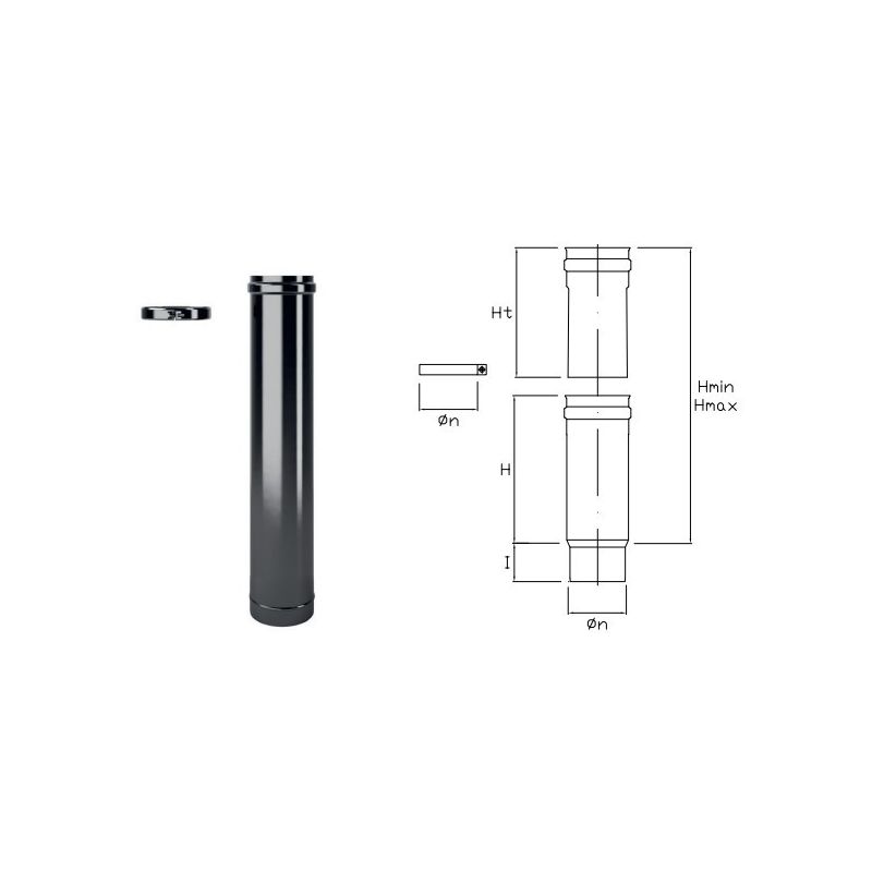 Tubo telescopico DTET in Acciaio smaltato nero DESIGN TECH per