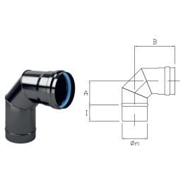 Curva 90° DTC9 in Acciaio smaltato nero DESIGN TECH per stufe a