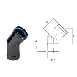 Curva a 45° DTC4 in Acciaio smaltato nero DESIGN TECH per stufe