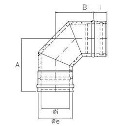 90 ° bend R1TC9 ISO10 COPPER Double wall flue