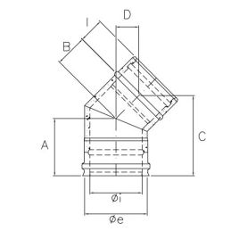 Curva 45° R1C4 ISO10 RAME Canna fumaria doppia parete