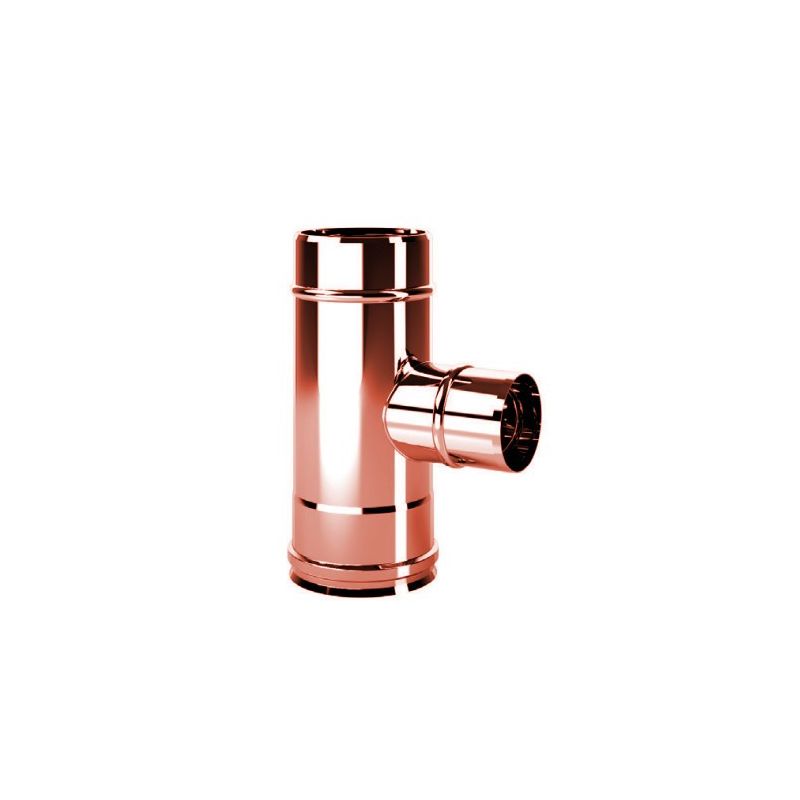 Tee 90 ° reduced single wall 80mm R1TR ISO10 COPPER Double wall