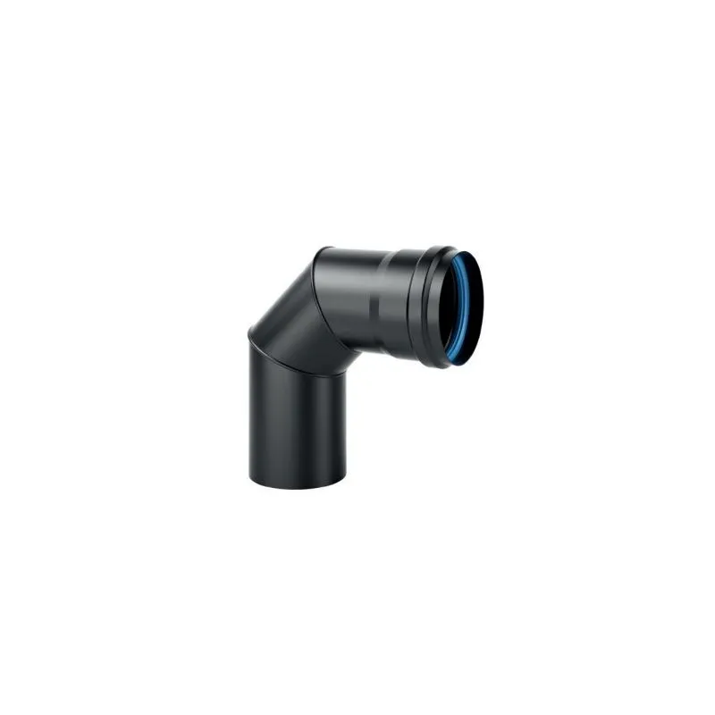 Curva a 90° SPC9 DESIGN PELLET in acciaio 1,2mm nero opaco