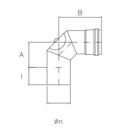 90 ° bend with inspection SPC9I DESIGN PELLET in steel 1,2mm