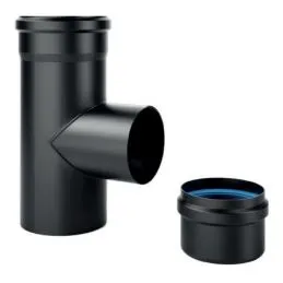 90 ° T-fitting with cap SPT9 DESIGN PELLET in steel 1,2mm matt