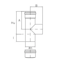 Raccordo a T 90° con tappo SPT9 DESIGN PELLET in acciaio 1,2mm