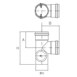 Raccordo a T 90° con ispezione SPT9FI DESIGN PELLET in acciaio