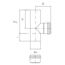 Double male 90 ° T-fitting with cap SPD9 DESIGN PELLET in steel