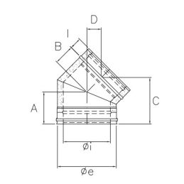 45 ° bend K2C4 ISO25 RUSTY Double wall flue