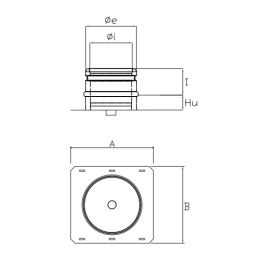 Base plate with central exhaust flue double wall ISO25 RUSTY De