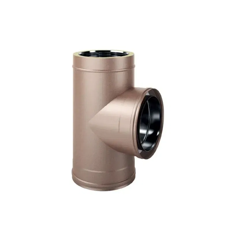 Tubo a T 90° K2T9 ISO25 RUSTY Canna fumaria doppia parete Tubo a T 90° K2T9 ISO25 RUSTY Canna fumaria doppia parete