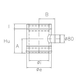 Reduced single wall 90 ° T pipe diam. 80mm K2TR ISO25 RUSTY