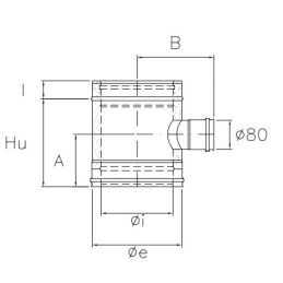 Reduced single wall 90 ° T pipe diam. 80mm K2TR ISO25 RUSTY