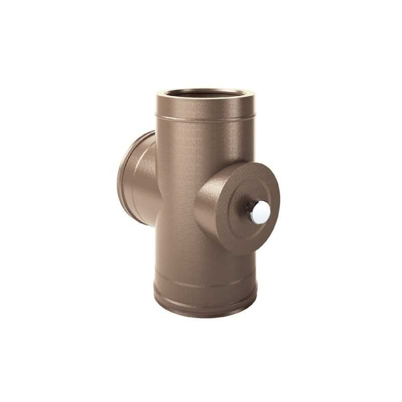 90 ° T pipe with inspection K2TCH ISO25 RUSTY Double wall flue