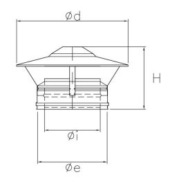 Chinese hat for double wall flue ISO25 RUSTY De Marinis