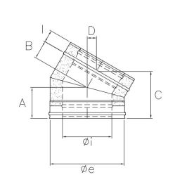 Curva 30° R5C3 ISO50 Rame Canna fumaria doppia parete