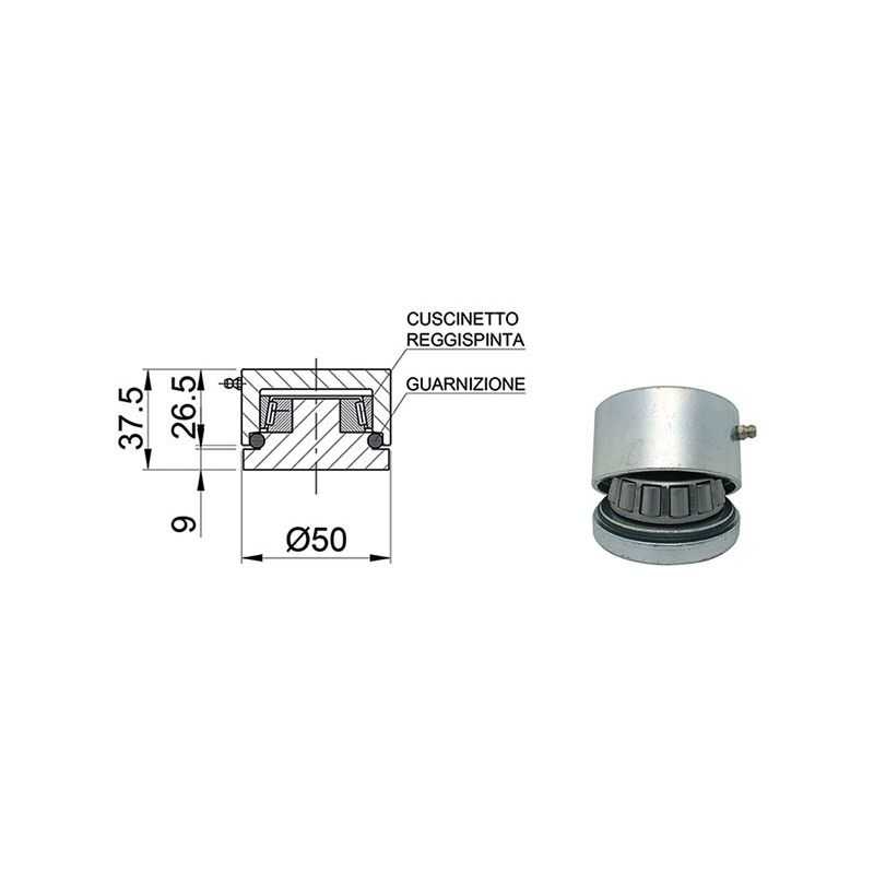 Cardine inferiore cuscinetto per cancelli diam.50 mm IBFM 839B