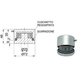 Cardine inferiore cuscinetto per cancelli diam.70 mm IBFM 849B