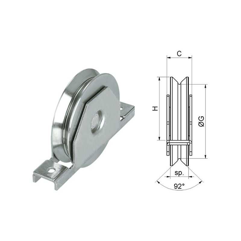 Wheel for Y-groove gates with support