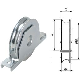 Ruota per cancelli gola tonda con supporto COMBI 425