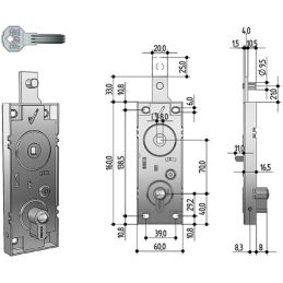 Lock for overhead shutter PREFER W598 security key