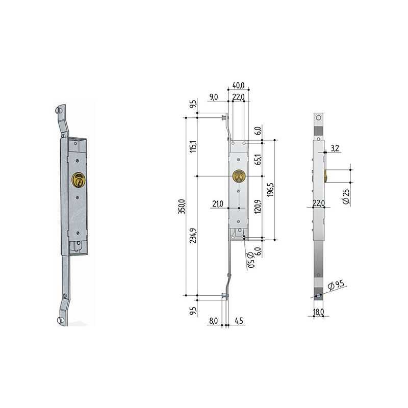 Serratura per porte scorrevoli PREFER 6318.0010.0200 SX DARDO