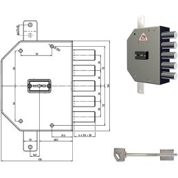 Serratura applicare CR 2200 triplice doppia mappa