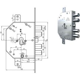 Lock CR 2155 PE GEAR / 28 for euro cylinder security door