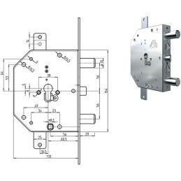 Serratura CR 2155 PE GEAR/56 per porta blindata cilindro euro