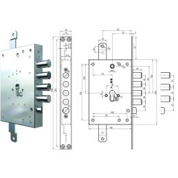 Serratura CR 7056/28-01 GEAR Entrata 61mm triplice cilindro