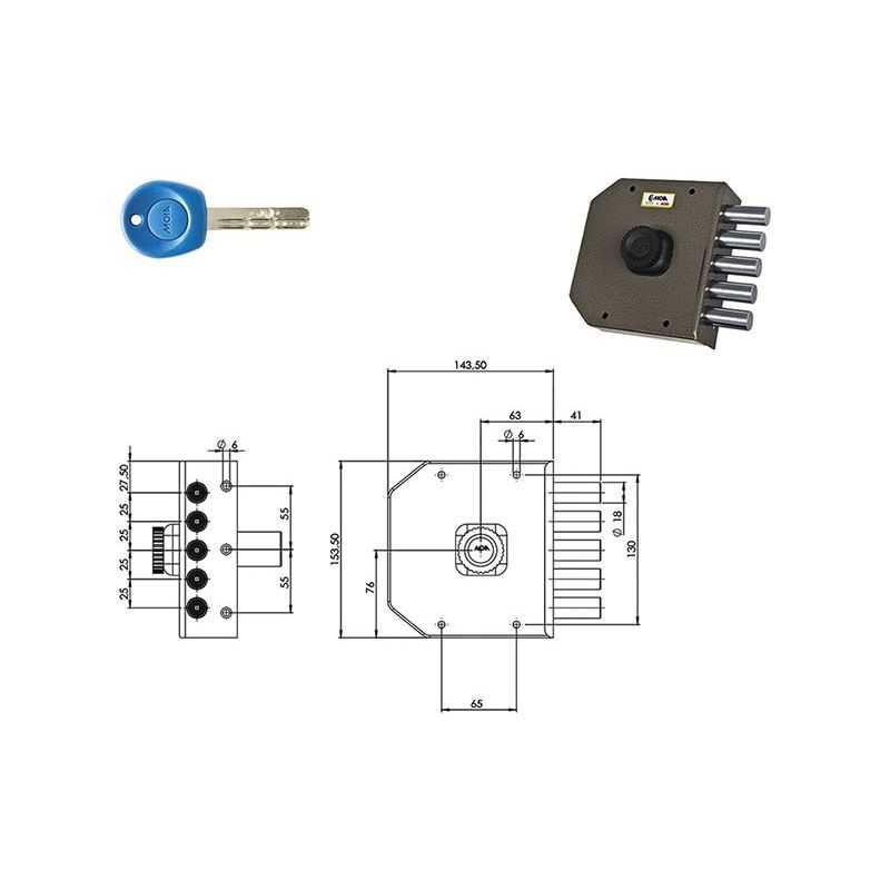 Side security lock MOIA JM421 punched key