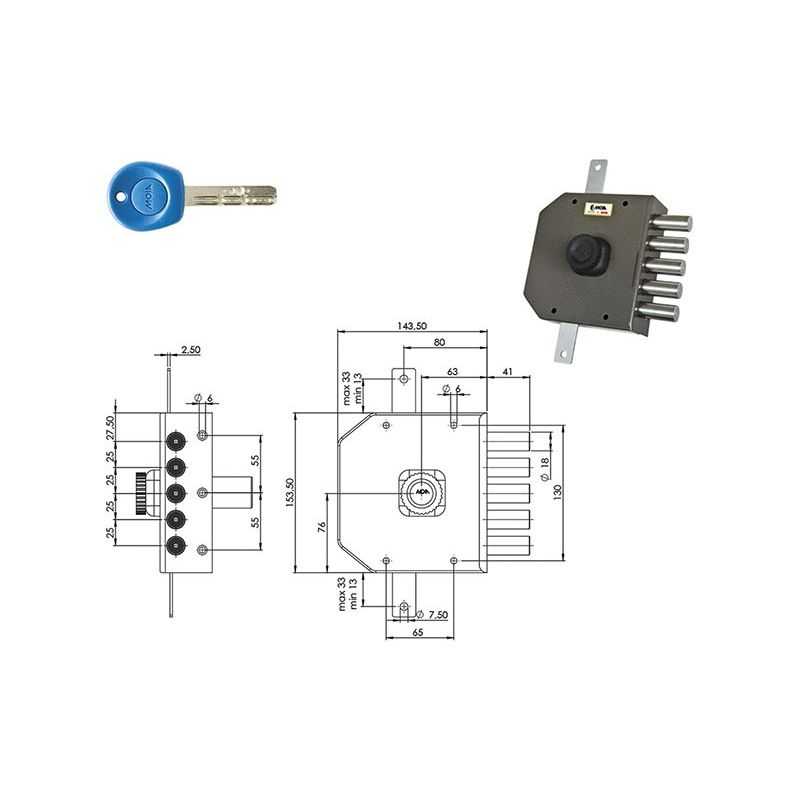 Triple security lock MOIA JM423 punched key