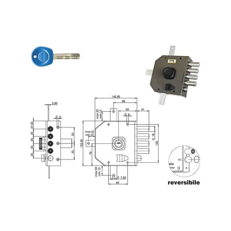 Security lock fivefold MOIA JM426 punched key