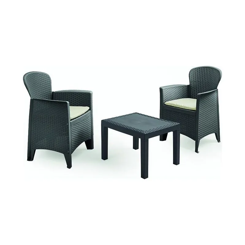 Set Giardino 2 poltrone + tavolo - in PP/rattan AKITA Set Giardino 2 poltrone + tavolo - in PP/rattan AKITA