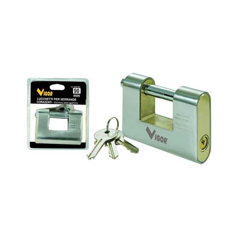 Rectangular armored padlock 90mm VIGOR