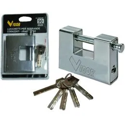 Rectangular armored padlock 90mm VIGOR security key