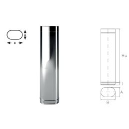 Tubo da 1 metro OT1 Oval Inox Aisi316 Canna fumaria monoparete