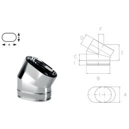 Curva 30° lato corto OC3C Oval Inox Aisi316 Canna fumaria