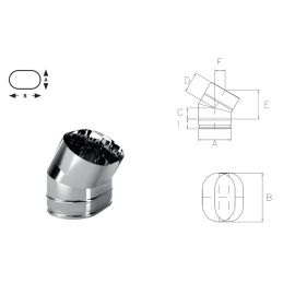 Curva 30° lato lungo OC3L Oval Inox Aisi316 Canna fumaria