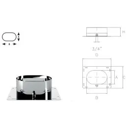 Base plate OPP Oval Inox Aisi316 Single wall Oval flue