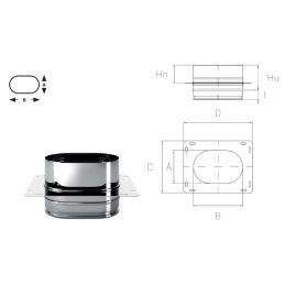 Intermediate plate OPI Oval Inox Aisi316 Oval single wall flue