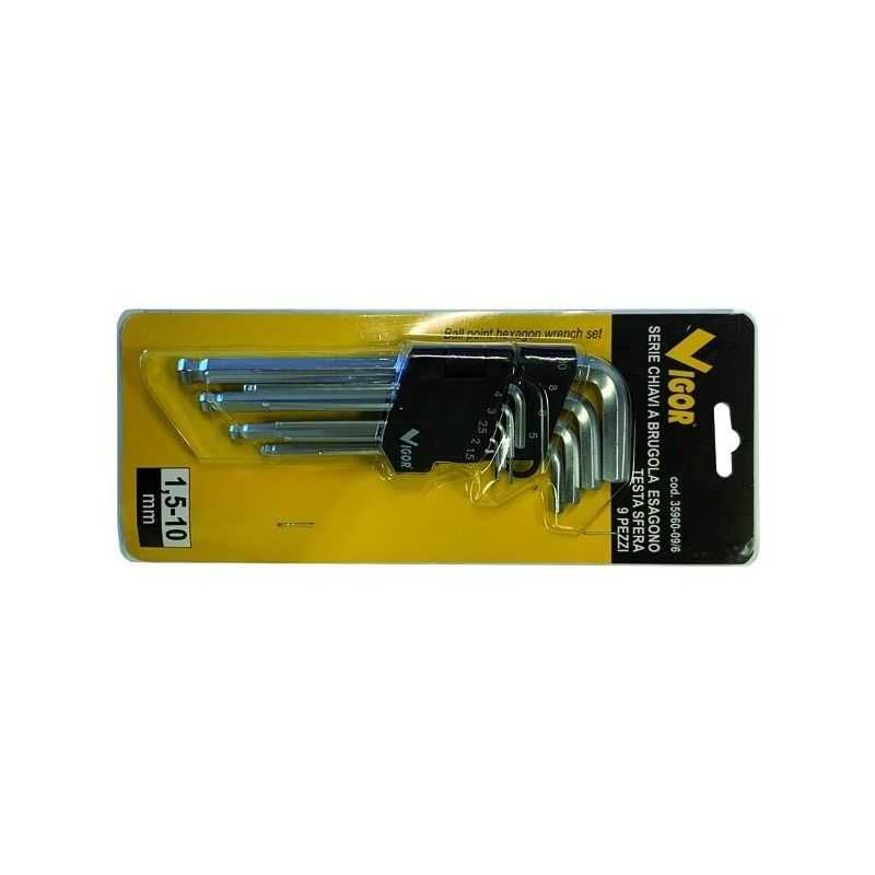 Set of hexagonal male allen wrenches 9 pcs 1.5-10