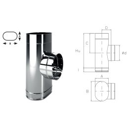 90 ° Tee OT9 Oval Inox Aisi316 Single wall Oval flue