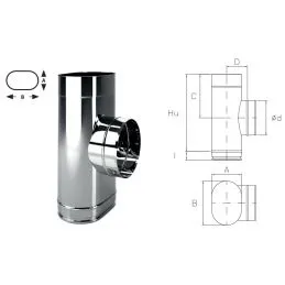 Raccordo a T 90° OT9 Oval Inox Aisi316 Canna fumaria monoparete