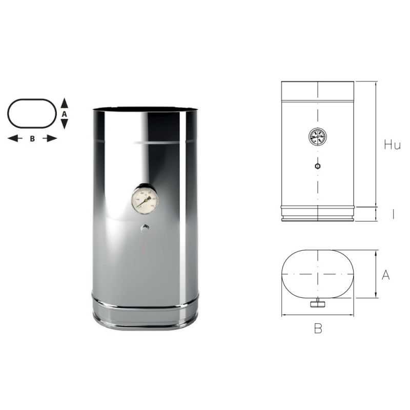 Probe insertion module with PIC thermometer Oval Inox Aisi 316