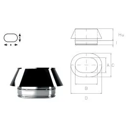 Truncated conical hat OTO Oval Inox Aisi316 Single wall Oval