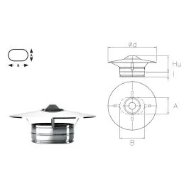 Cappello terminale parapioggia OCC Oval Inox Aisi316 Canna