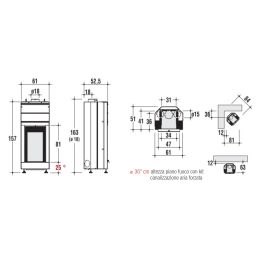 Caminetto a legna Montegrappa LIGHT 03 61x81 10Kw