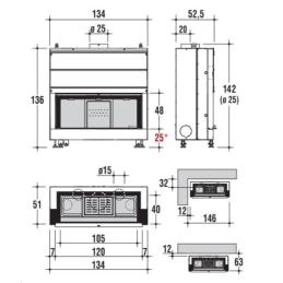 Caminetto a legna Montegrappa LIGHT 06 134x48 15 kW