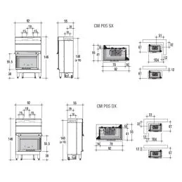 Caminetto a legna angolare Montegrappa CM P05 N 92x55,5 11 kW 5